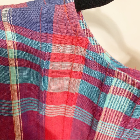Vintage TR Bentley Plaid Linen 90's Style Dress - Picture 3 of 8